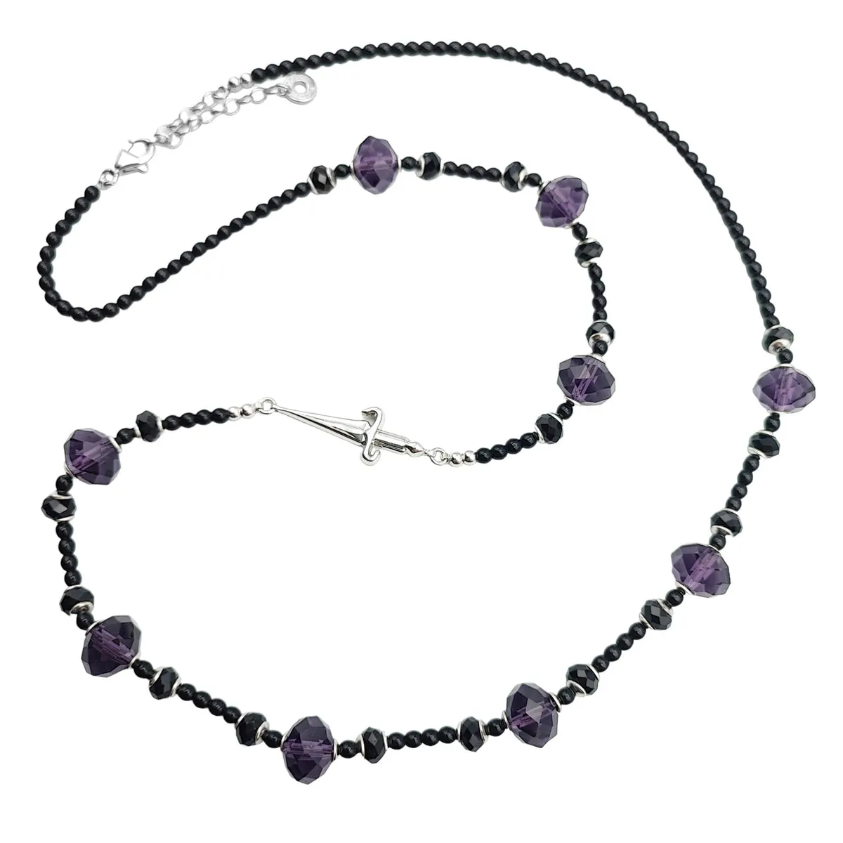 JPCL0757B CESARE PACIOTTI Jewels Collana Lunga da Donna in Argento 925 e Cristalli Neri e Viola