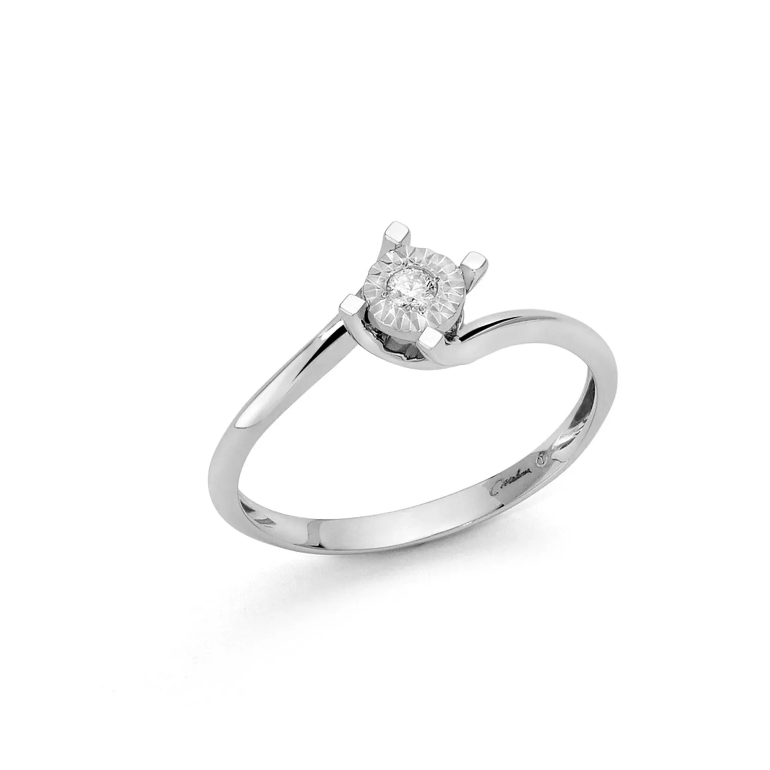 Anello Solitario donna oro e diamante naturale da 0,05 ct. LID3260