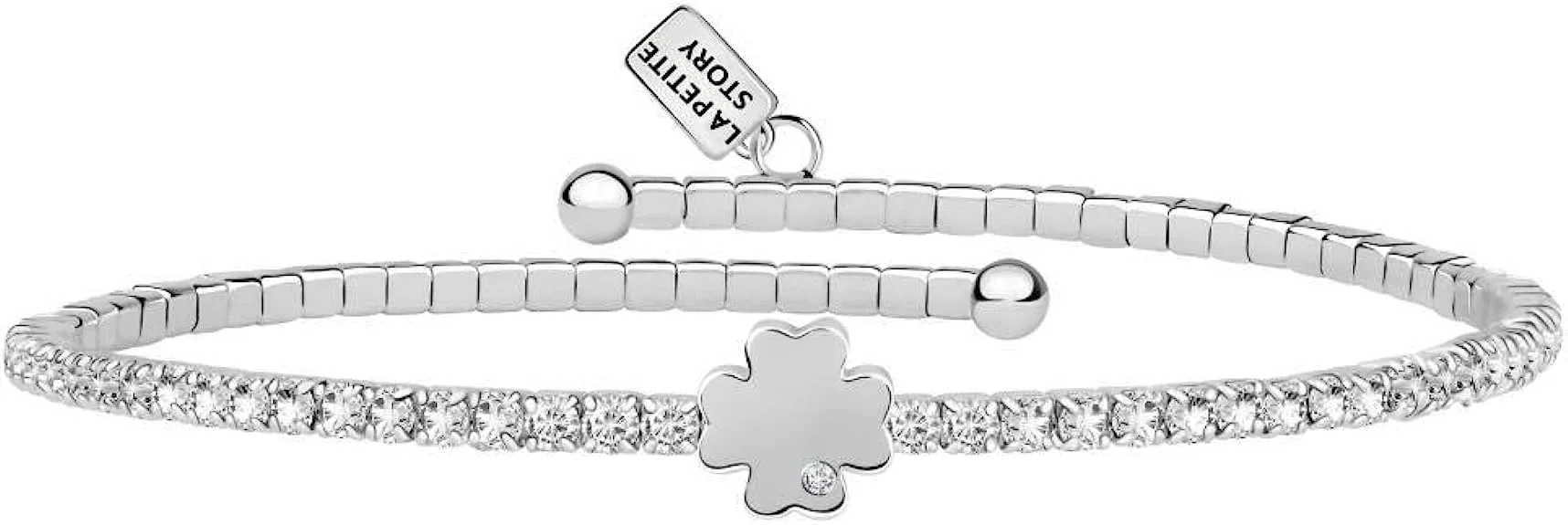 La Petite Story bracciale da donna, collezione lux bangles, in ottone, cristalli quadrifoglio – LPS05AQC04
