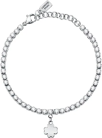 La Petite Story bracciale tennis donna in acciaio, cristalli ciondolo quadrifoglio – LPS05ARR70