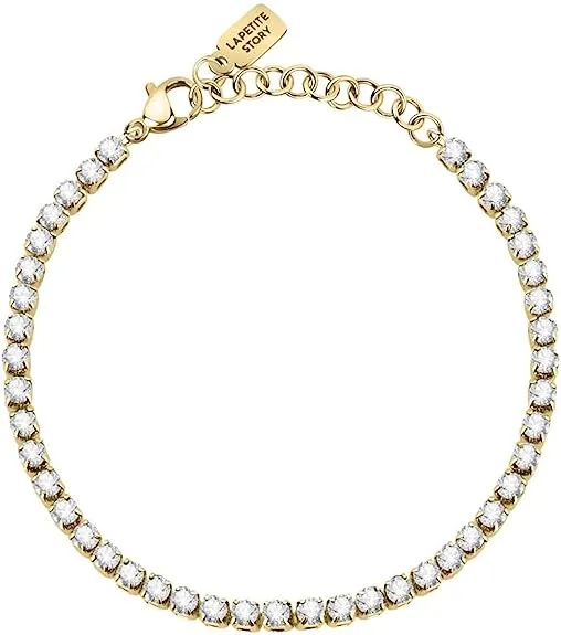 La Petite Story bracciale tennis dorato donna in acciaio, cristalli – LPS05ARR73