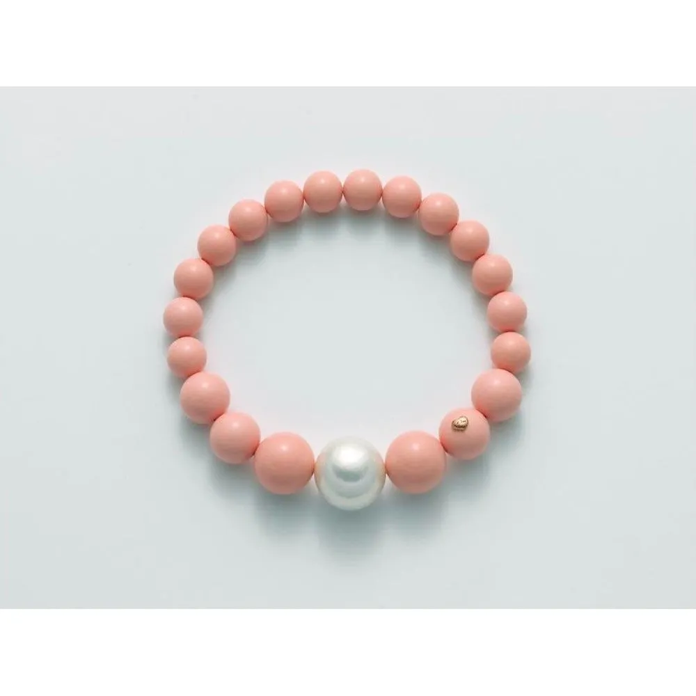 Miluna - Bracciale in corallo rosa e perla bianca