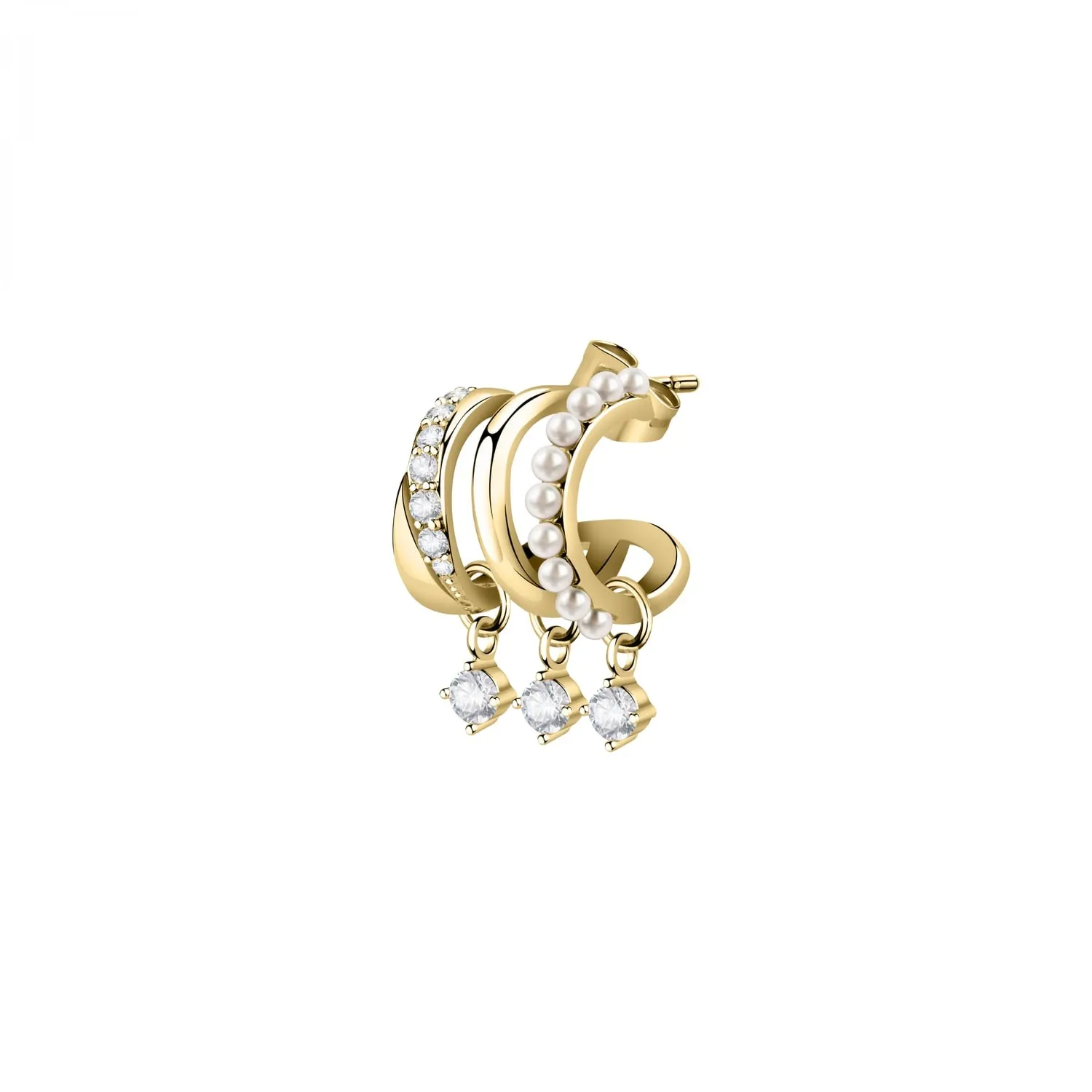 Mono orecchino dorato in acciaio con pendenti Le petite story lps02aqm39