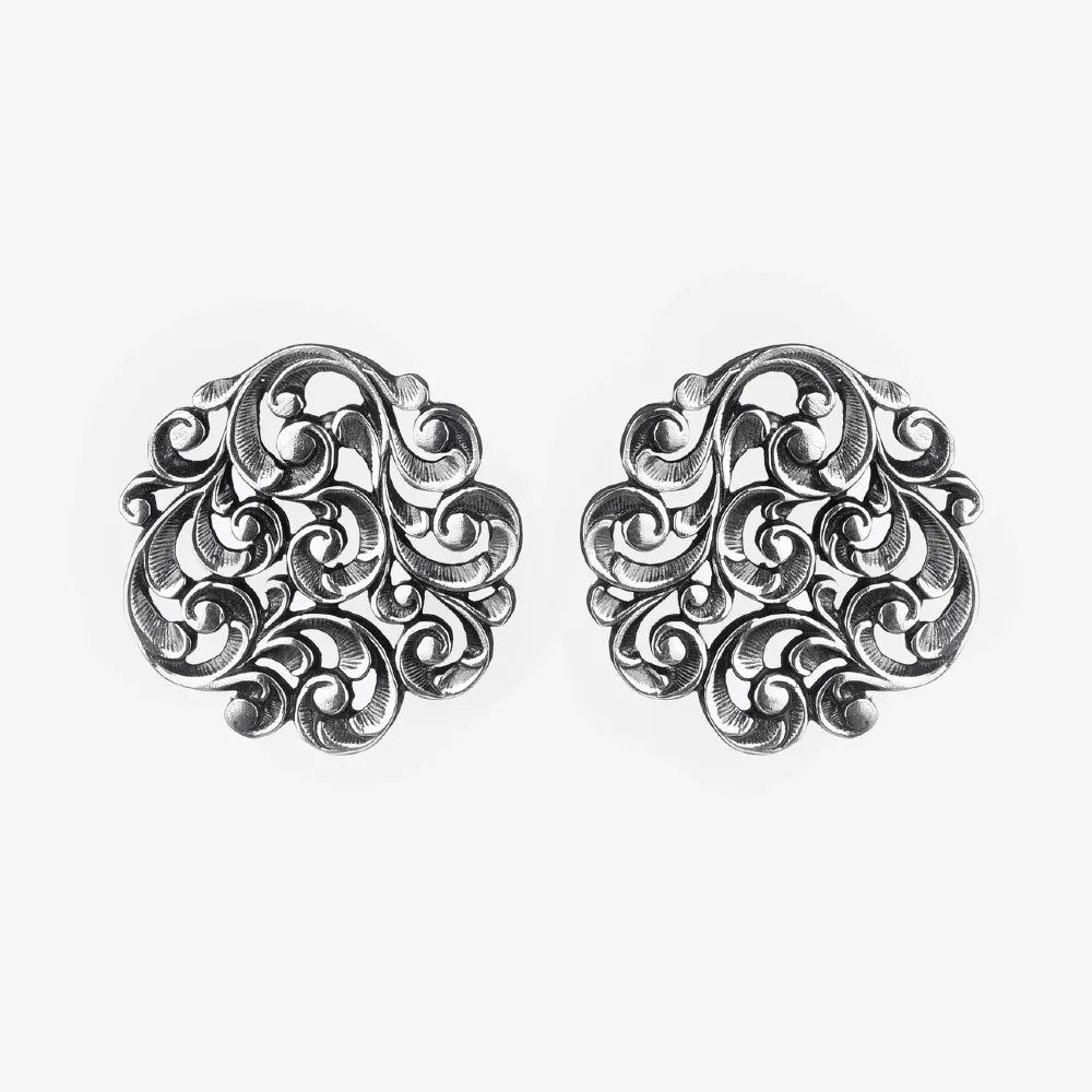 Maria e Luisa Jewels Orecchini in argento brunito con elemento a rosone