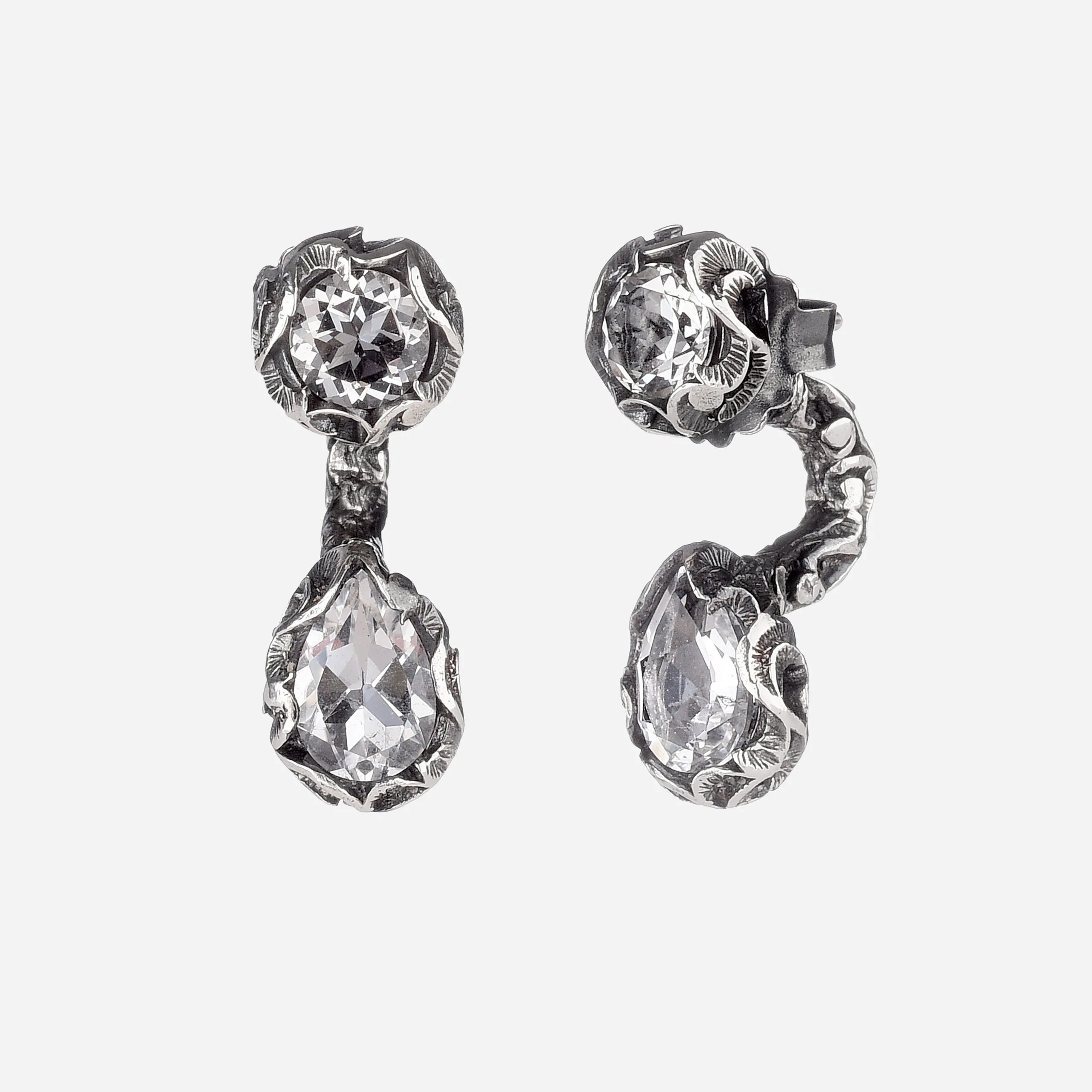 Maria e Luisa Jewels - Orecchino Shri con pietra tonda a lobo e pietra a goccia