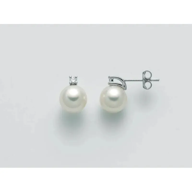 Nimei Orecchini Perle Akoya 6-6,5 In Oro Bianco E Diamanti