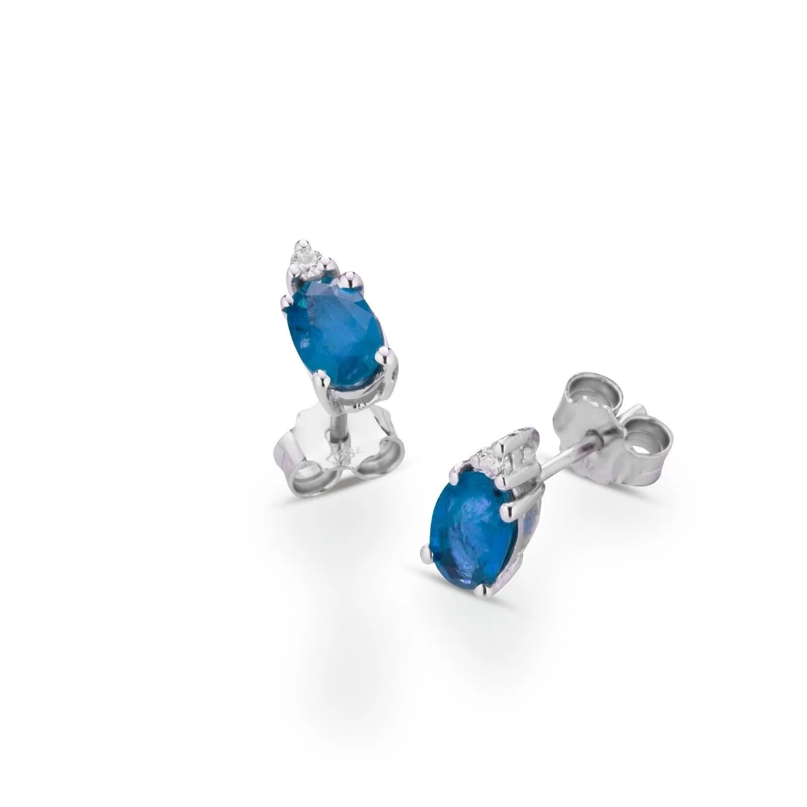 Orecchini PG gioielli donna in oro bianco con zaffiro blu e diamanti