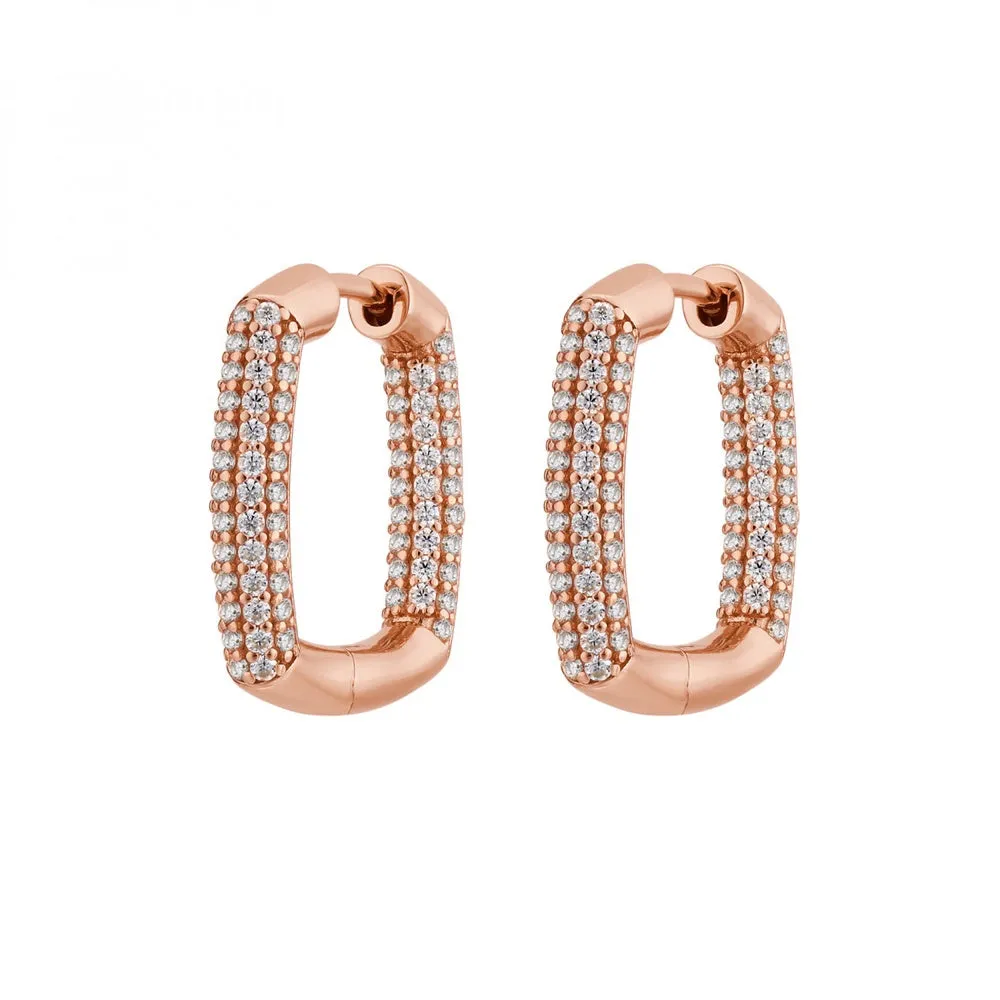 Orecchini Rosato Rosé Squadrati con Zirconi RZBI22