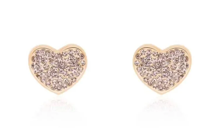 Orecchini a lobo Lady Phantasya Acciaio Rosato Cuore e Cristalli