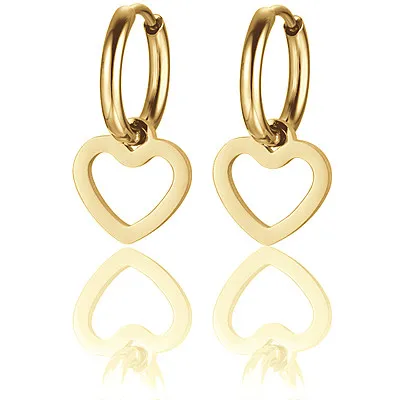 Orecchini cuore acciaio dorato donna gioielli Luca Barra ok1135