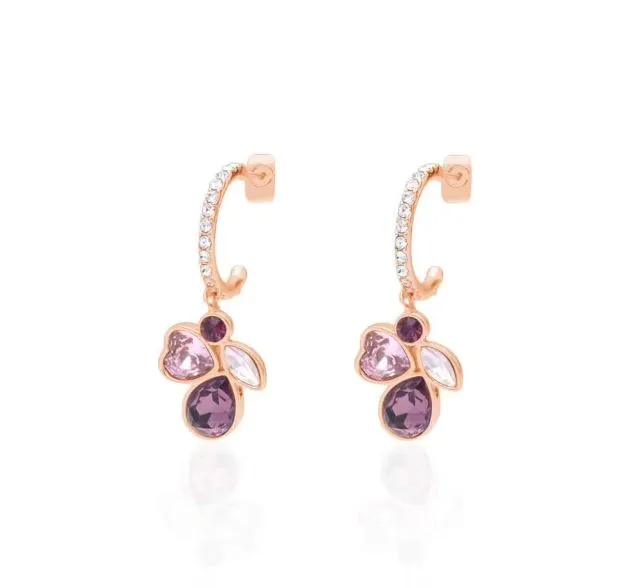 Orecchini donna Stroili a cerchio in metallo rosato con cuore pietre rosa e strass 1668622