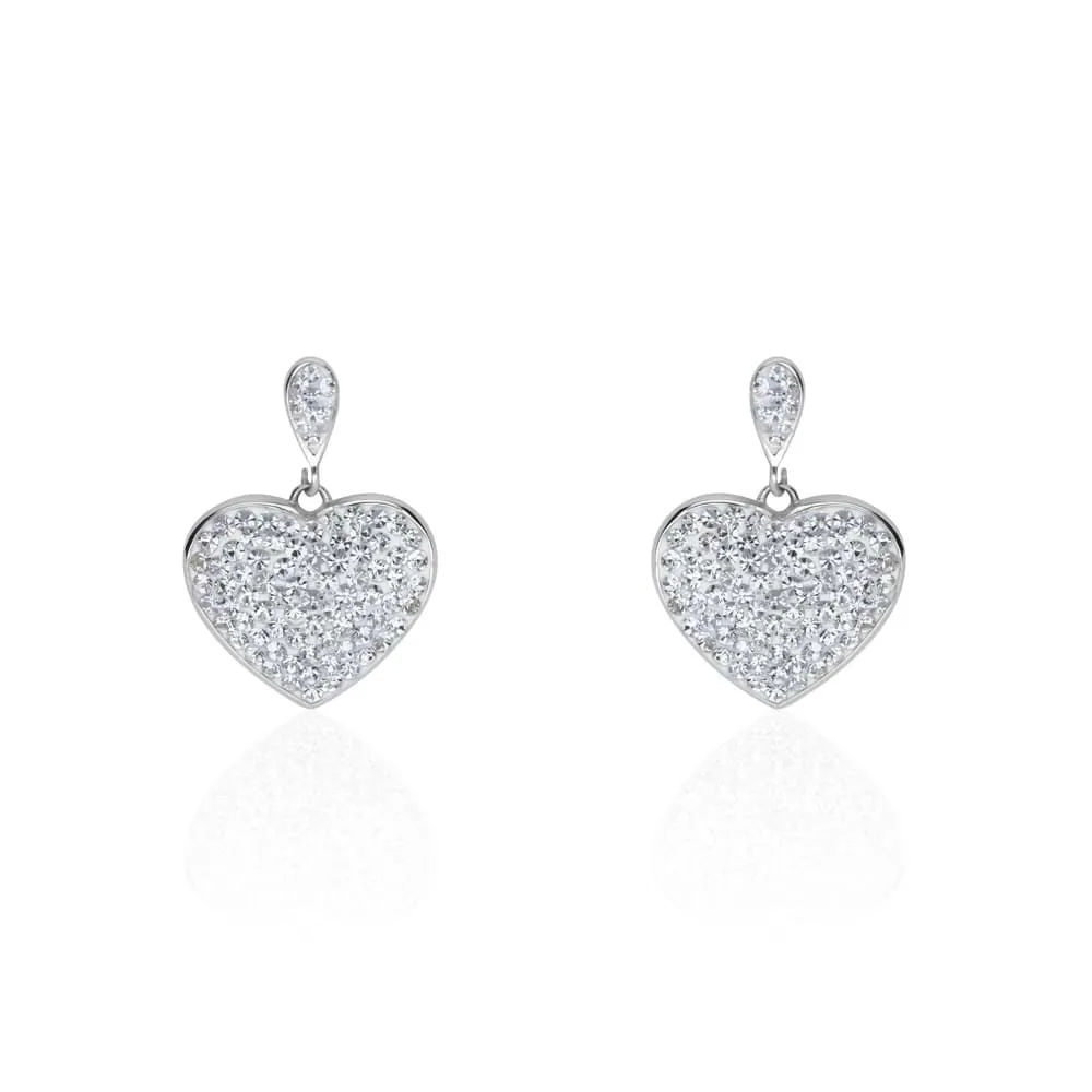 Orecchini pendenti Lady Phantasya Acciaio Cuore e Cristalli