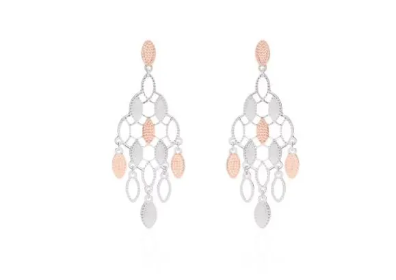 Orecchini pendenti in bronzo rodiato forma arabeggiante