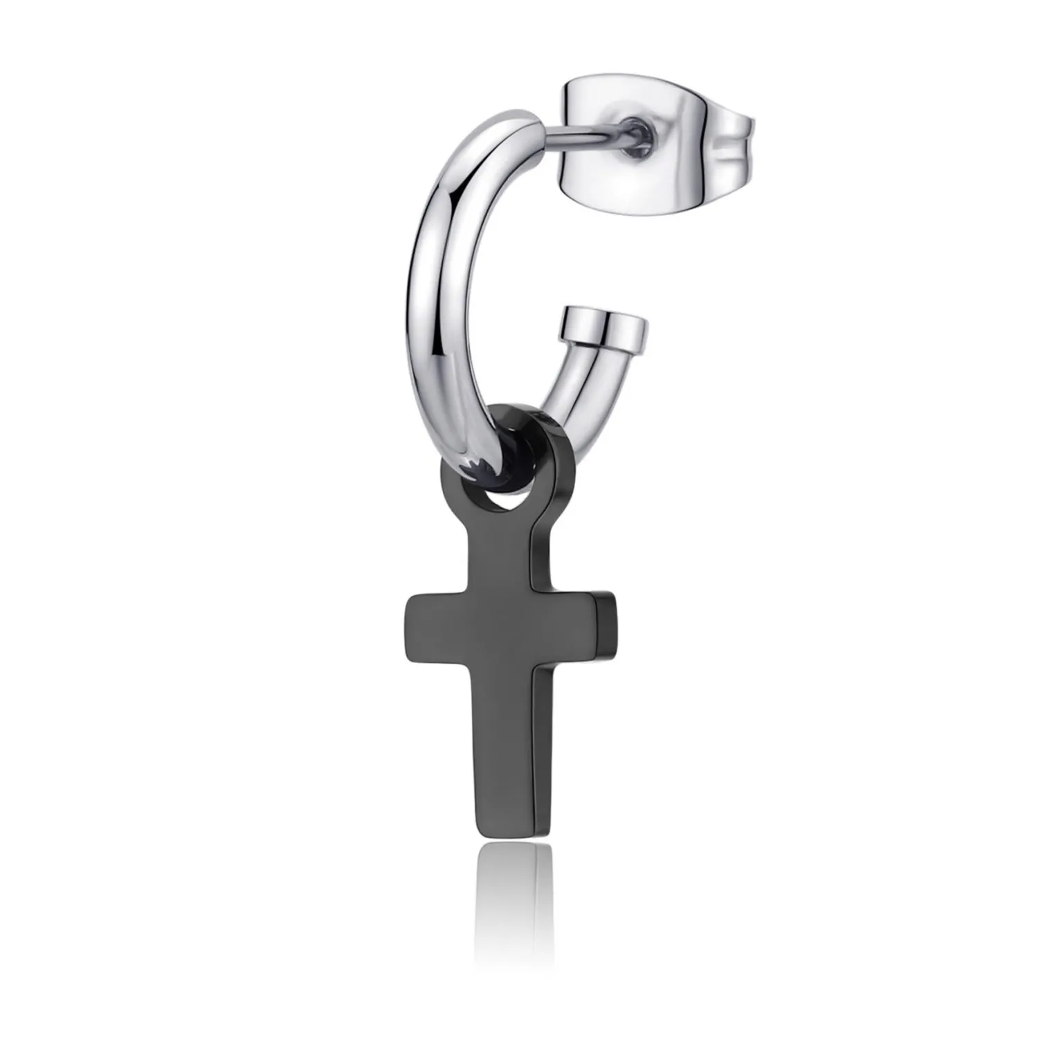 Orecchini uomo in acciaio Sagapò con croce snp30