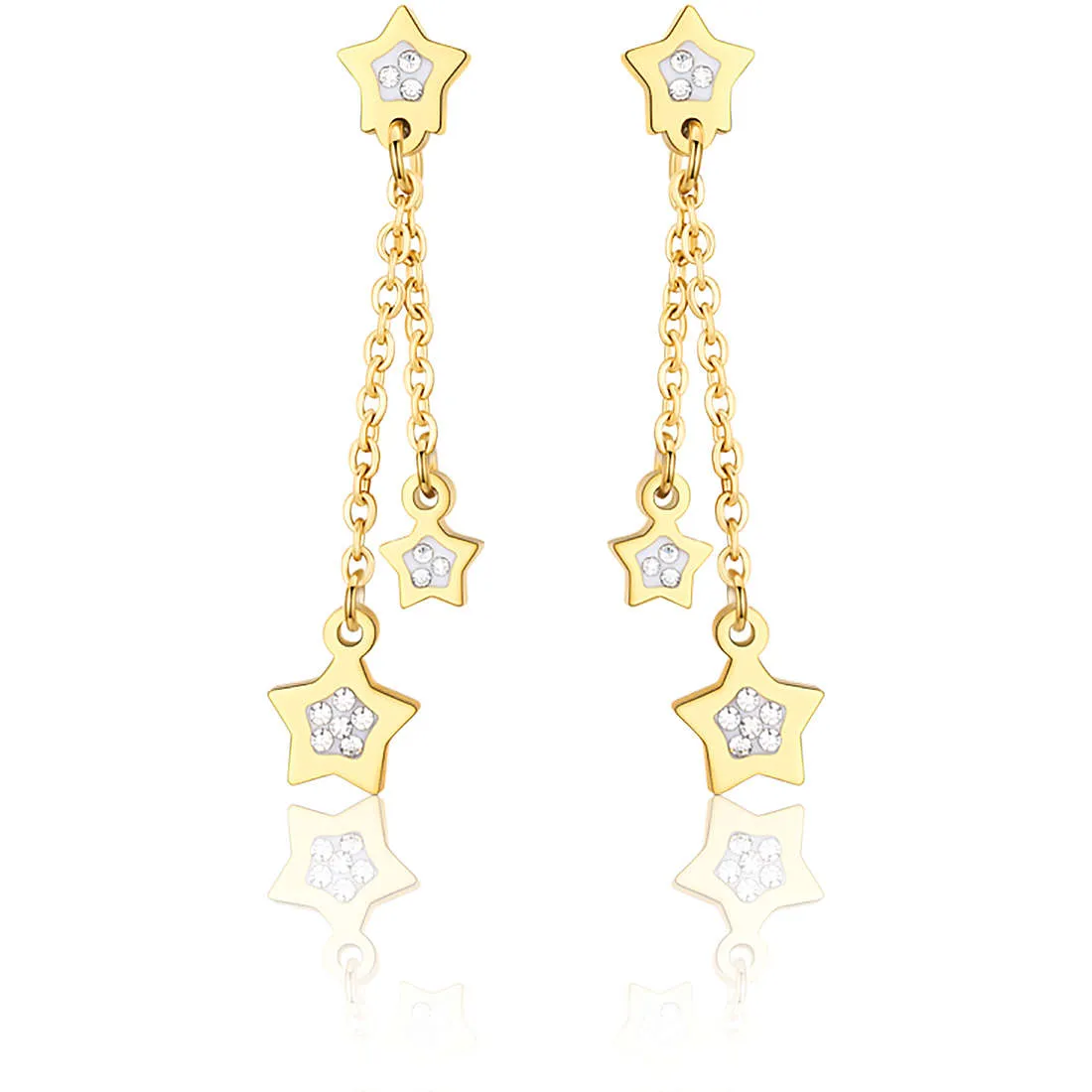 Orecchino donna gioielli Luca Barra con stelle pendenti e strass bianchi ok1103
