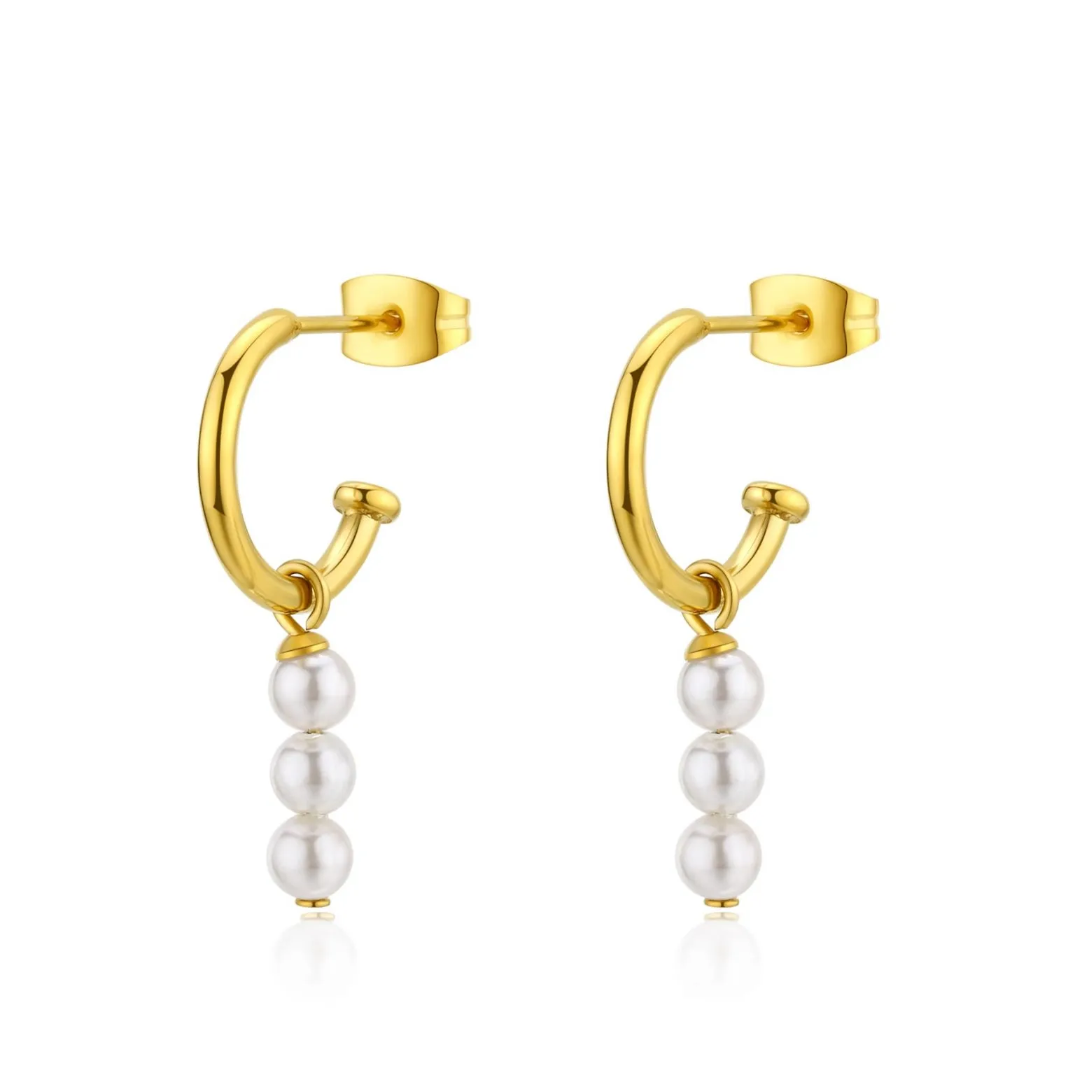 Orecchino pendente dorato Sagapò donna con perle sintetiche swi24