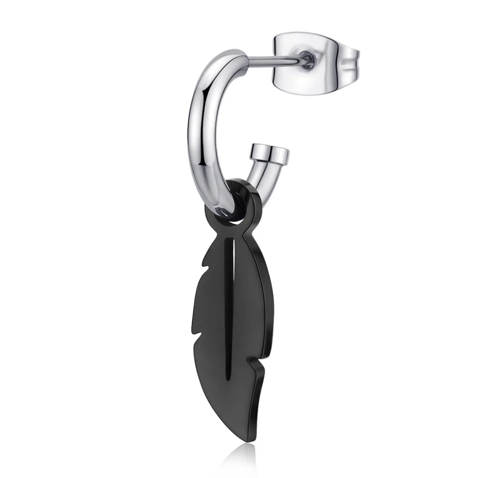 Orecchino uomo in acciaio Sagapò piuma snp31