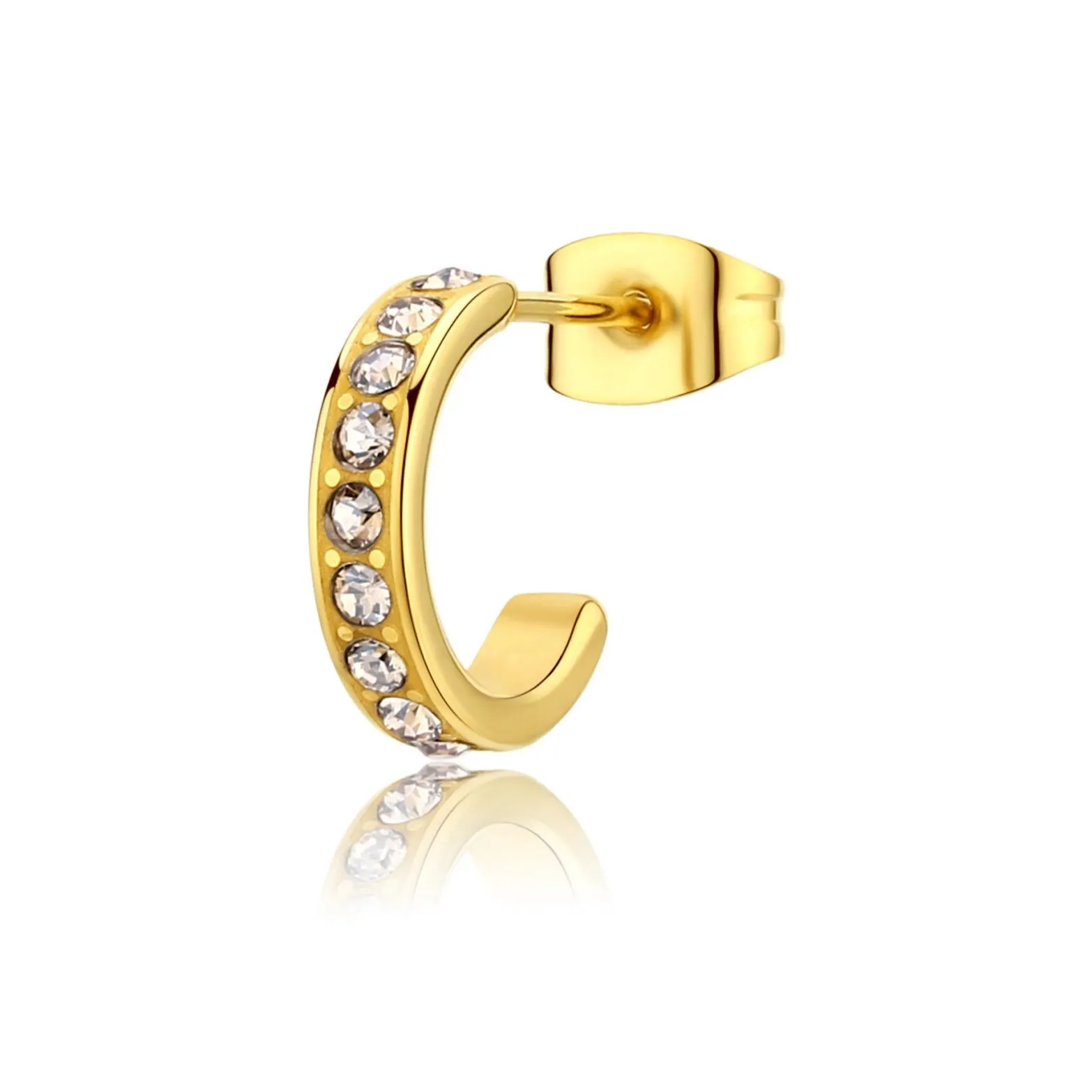 Orecchino uomo in acciaio dorato con cristalli Sagapò snp37