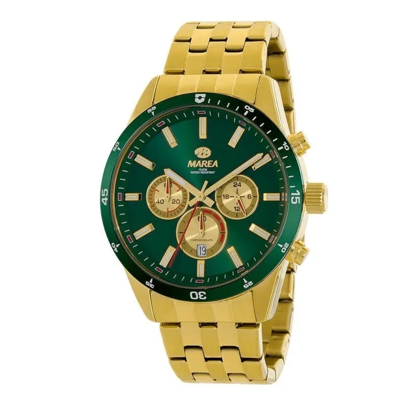 Orologio Marea uomo in acciaio dorato e quadrante verde b36198/4