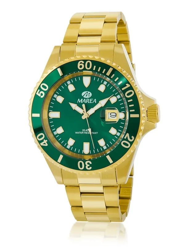 Orologio uomo Marea in acciaio dorato e quadrante verde b36094/21