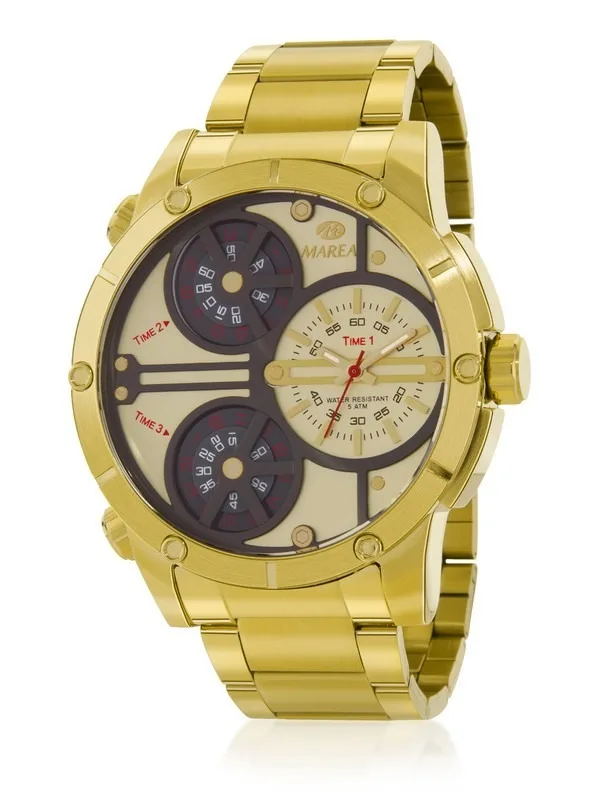 Orologio uomo Marea in acciaio dorato movimento triplo b54214/5