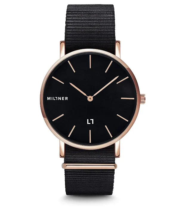 Orologio uomo Millner Hallfieeld Black Fabric in acciaio e stoffa MLW0032