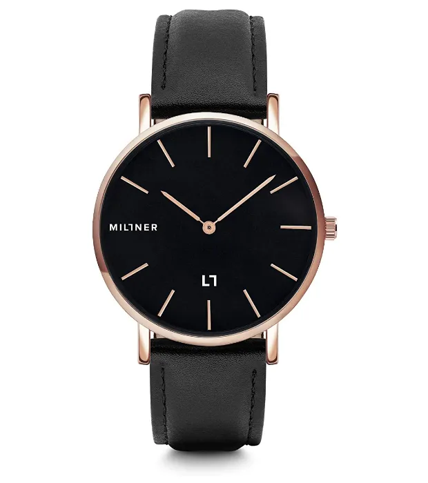 Orologio uomo Millner Hallfieeld Dark One in acciaio e pelle MLW0029