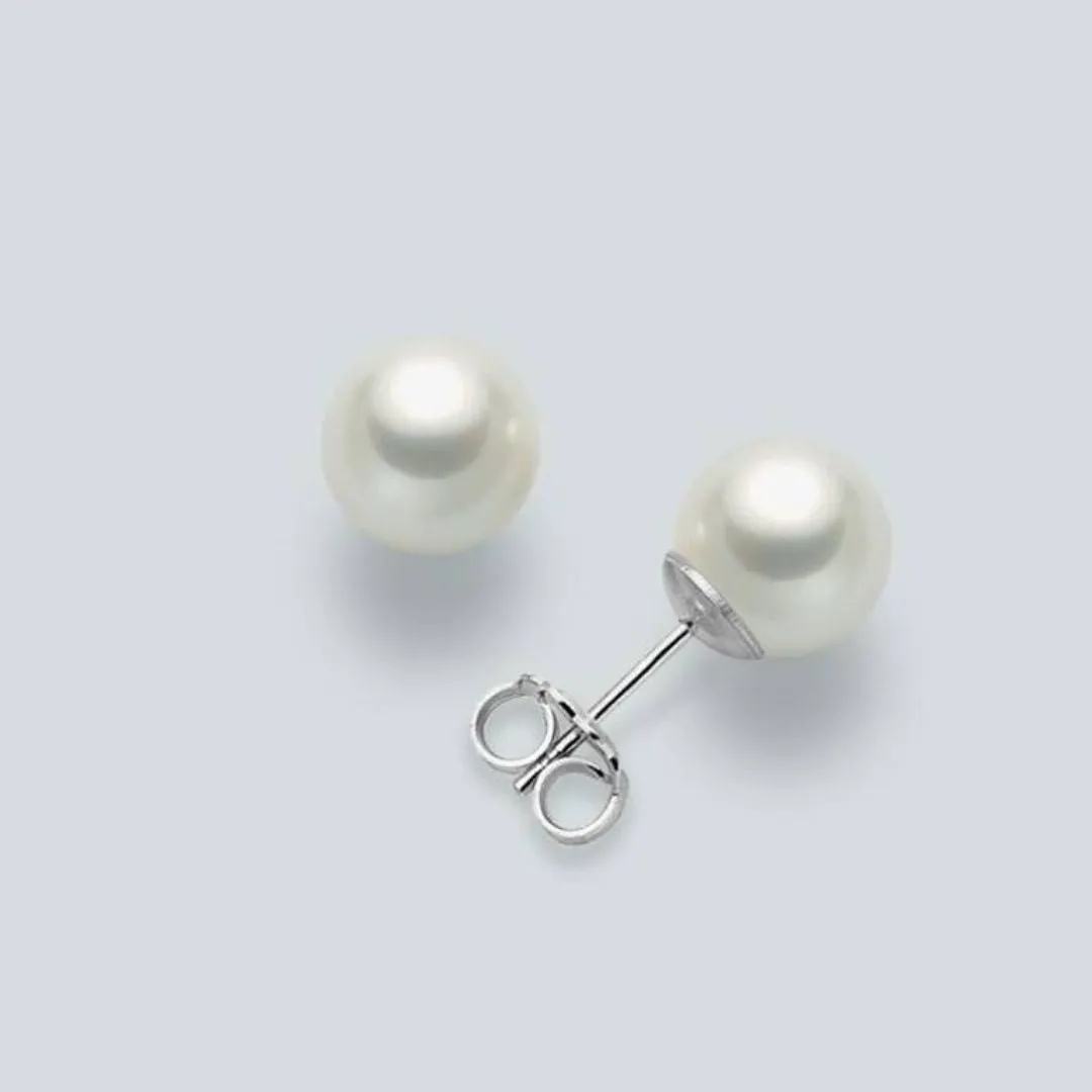 Nimei Orecchini In Oro Bianco E Perle Gemelle Akoya 6-6,5