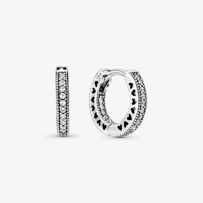 PANDORA-Orecchini a cerchio Cuore con pavé
