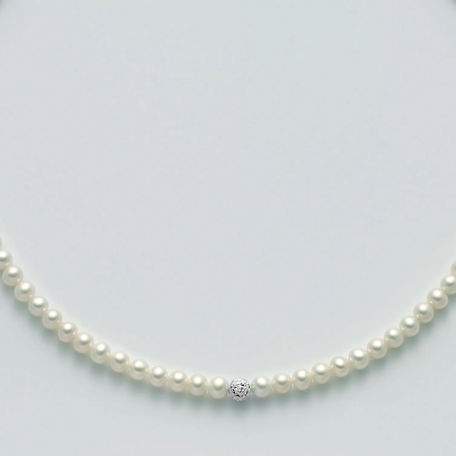 Collana in oro e perle boule e fantasia 5,5/6 mm