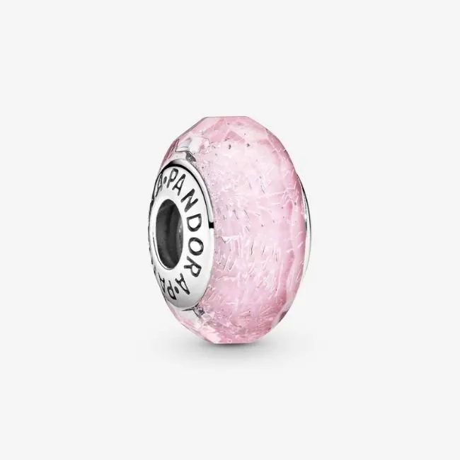 PANDORA-Charm in vetro di Murano rosa sfaccettato