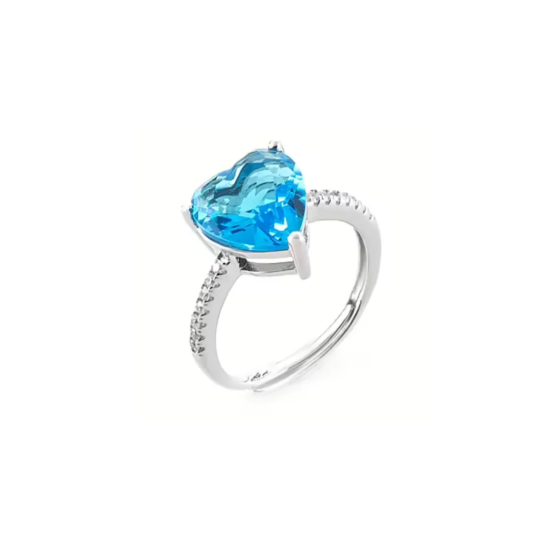 Anello Cuore con Zirconi Azzurri in Argento 925 – 4US Cesare Paciotti 4UAN6073W