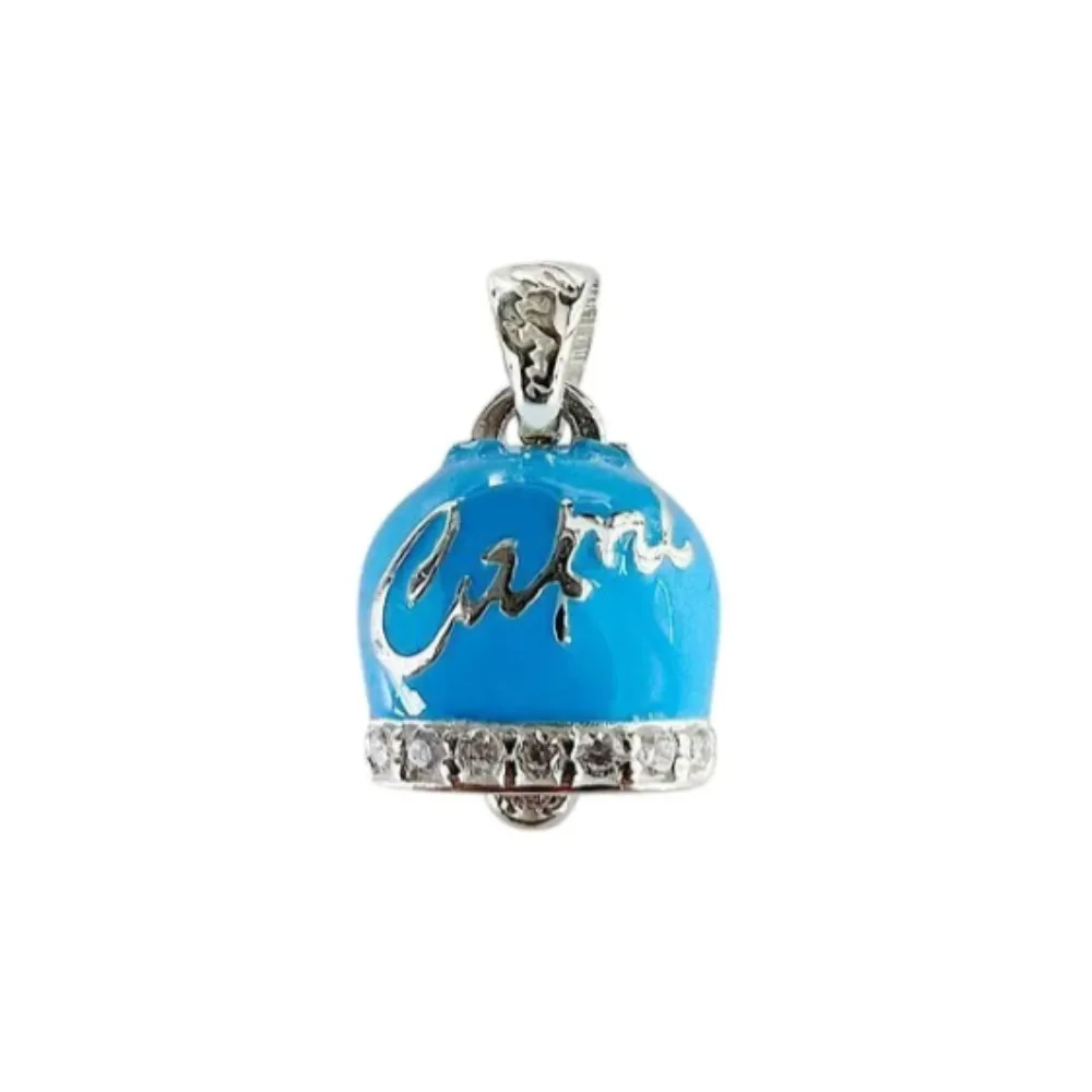 Ciondolo campanella Capri in argento con zirconi smaltata blu chiaro