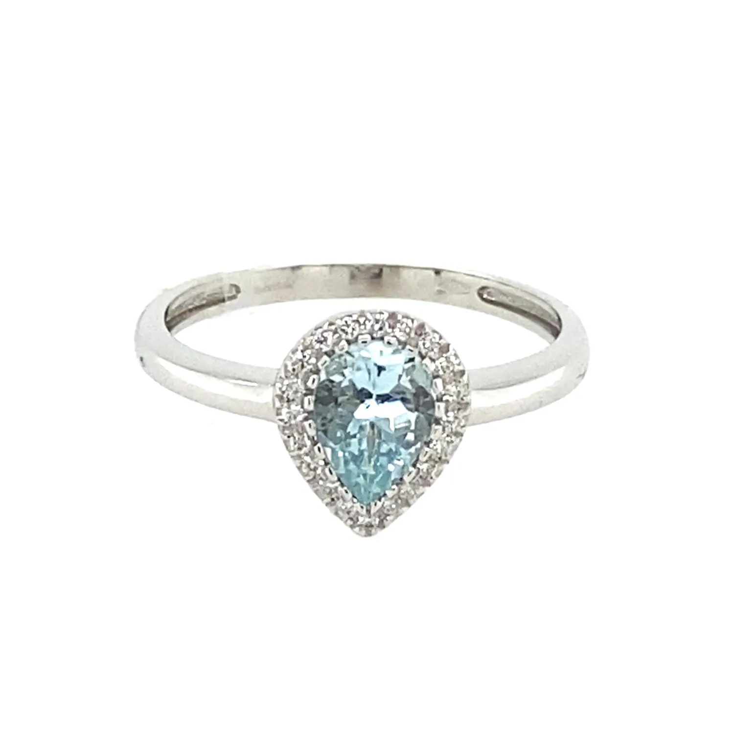 Anello con acquamarina taglio goccia e brillanti