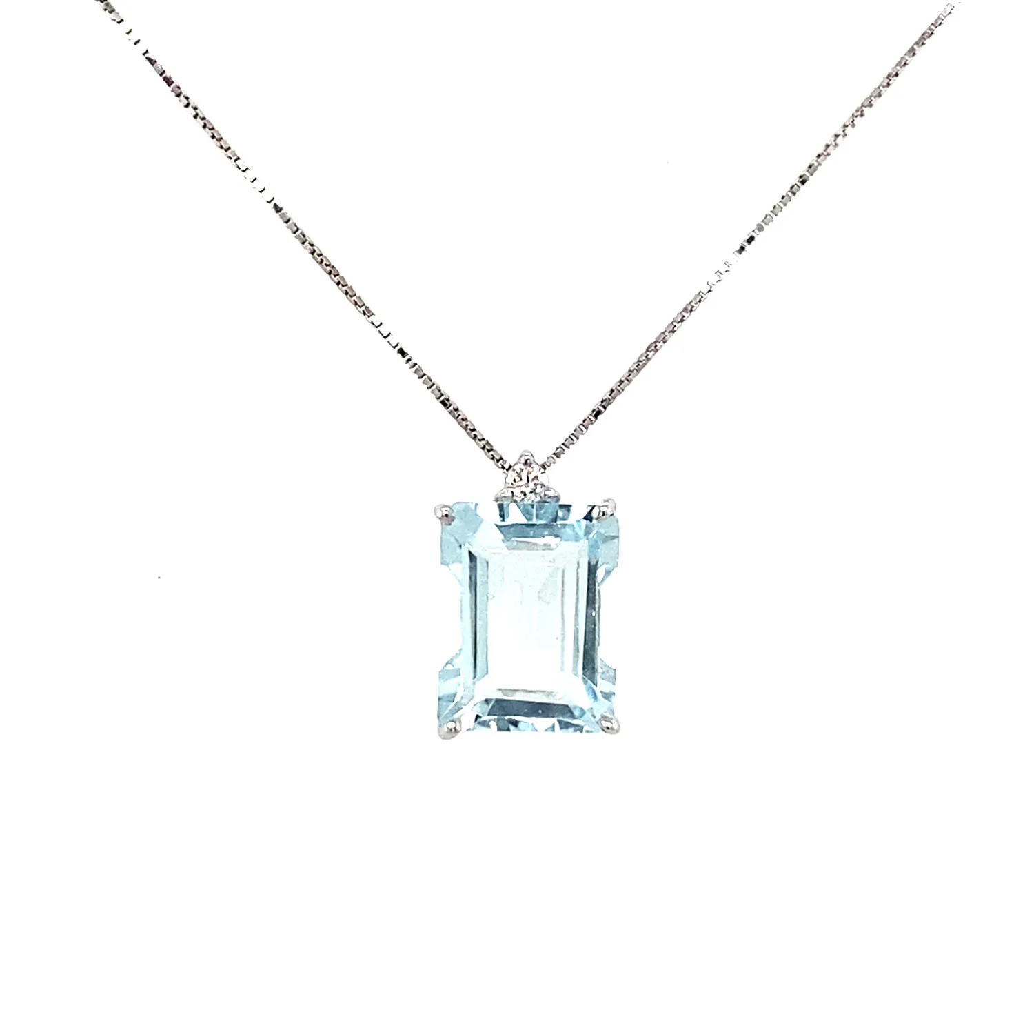 Girocollo Acquamarina rettangolare con Brillante mis. 1