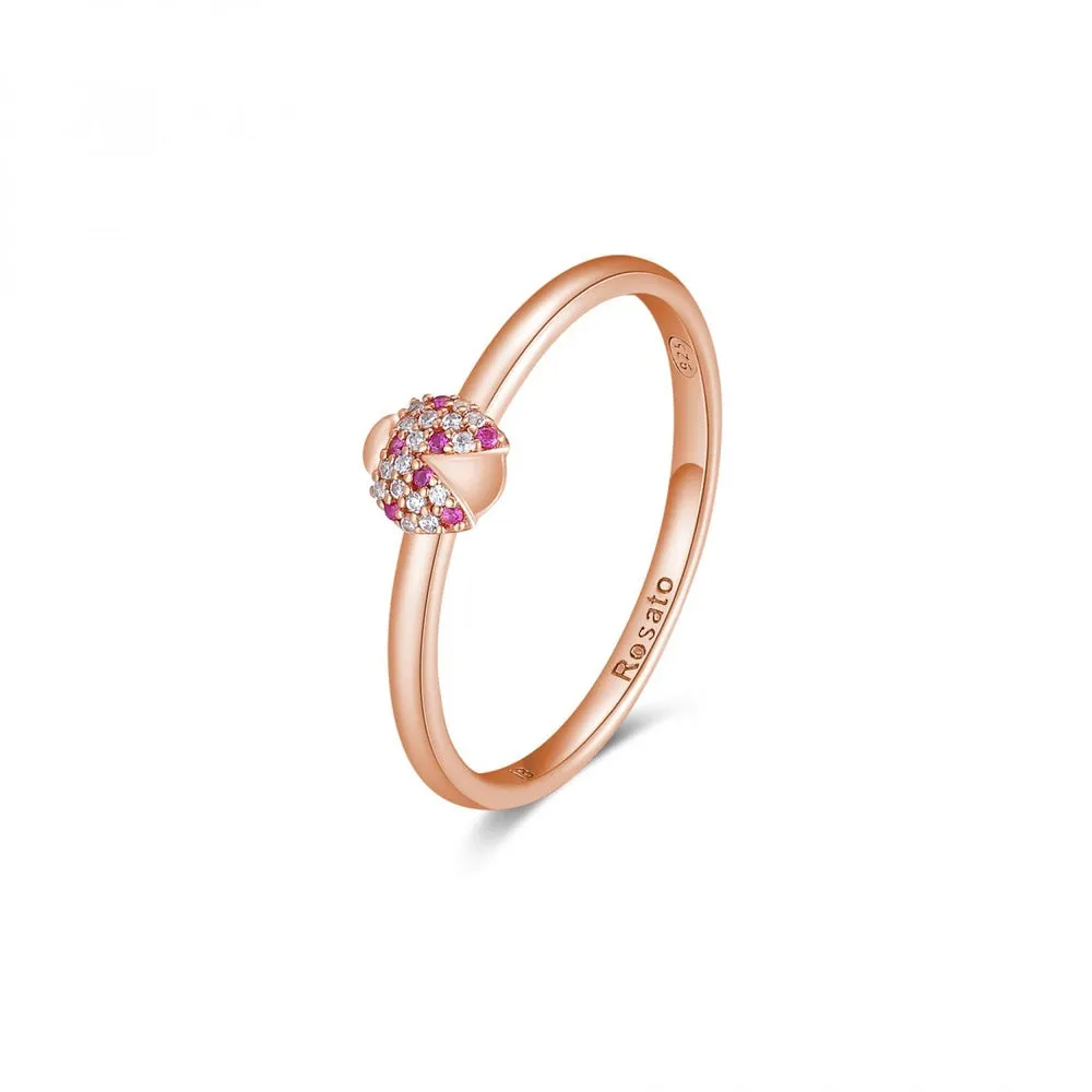Rosato Anello Coccinella Argento Rosa e Zirconi RZA020