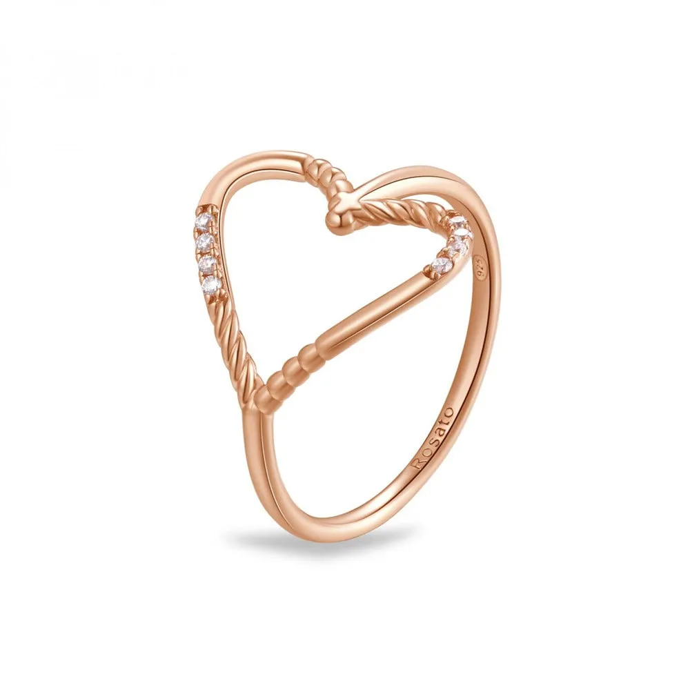 Anello Rosato Got Me con Cuore in Argento Rosé RZGM31