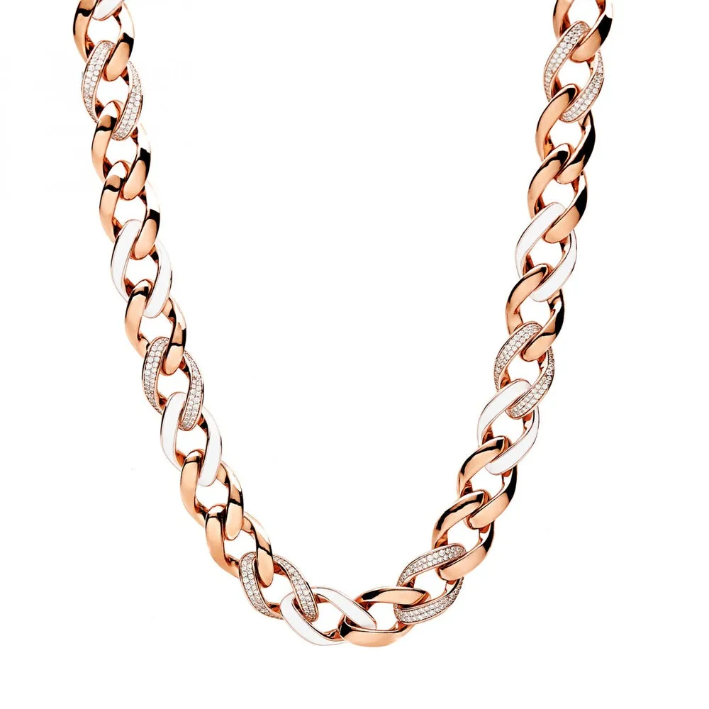 Rosato Collana Groumette in Argento Rosé e Zirconi RZEV04