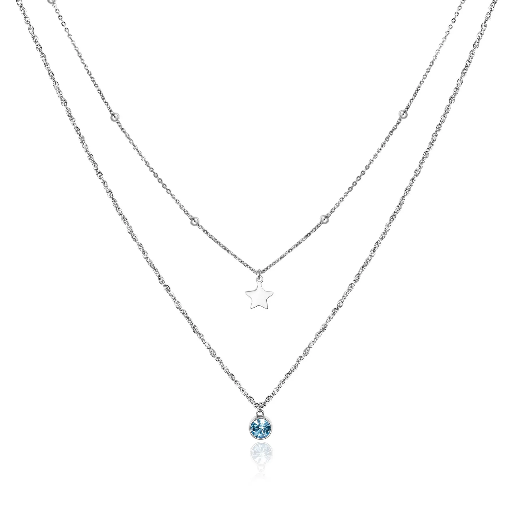 COLLANA SAGAPÒ AURORA IN ACCIAIO DOPPIO FILO CON PENDENTE - SAR09