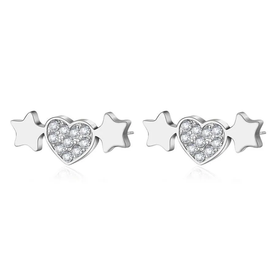 ORECCHINI SAGAPÒ AURORA STELLINE E CUORE CON CRISTALLI - SAR30