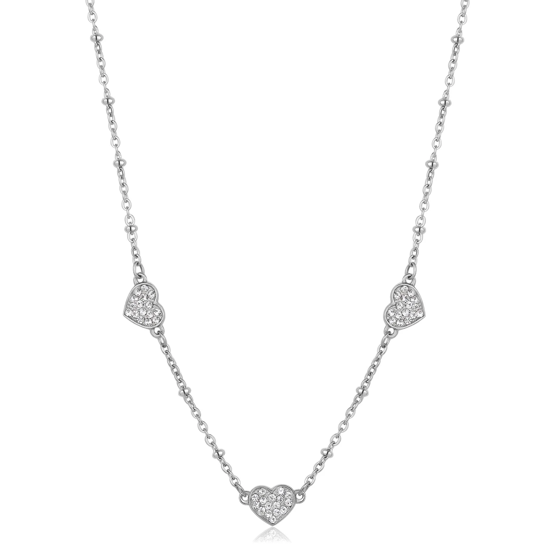 COLLANA SAGAPÒ AURORA IN ACCIAIO CUORI CON CRISTALLI - SAR38