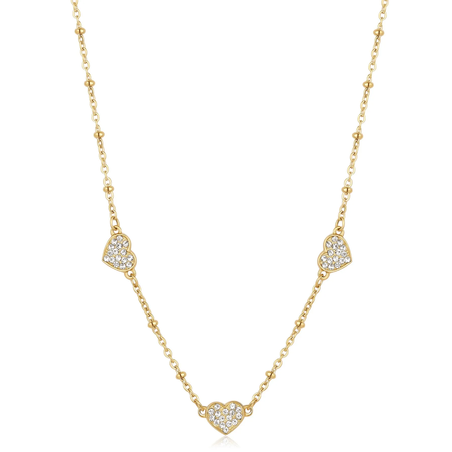 COLLANA SAGAPÒ AURORA PVD ORO CUORI CON CRISTALLI - SAR39