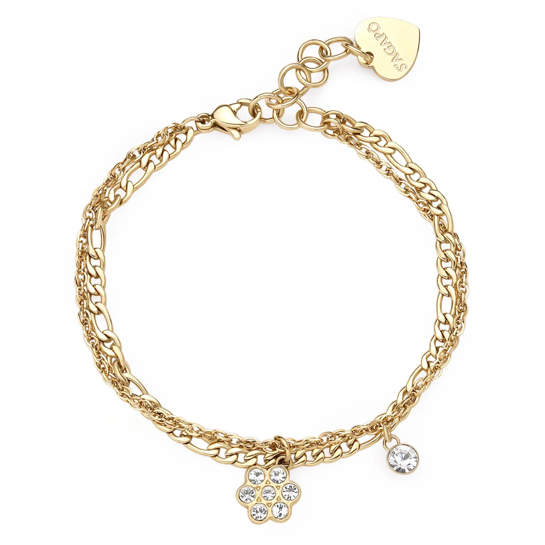 BRACCIALE SAGAPÒ AURORA PVD ORO CON CHARMS - SAR47