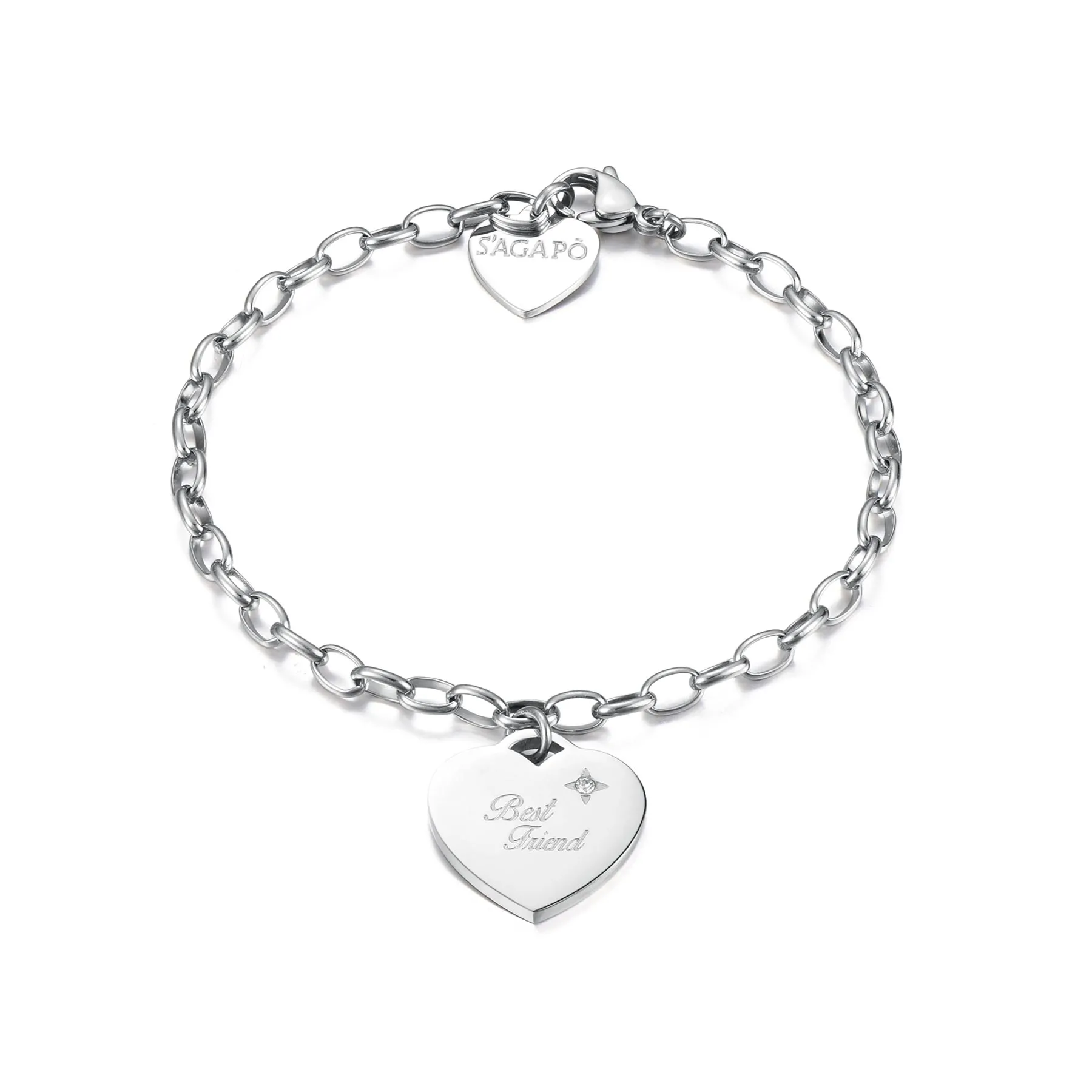 BRACCIALE SAGAPÒ BE MY ALWAYS IN ACCIAIO CON CHARM CUORE - SBM13