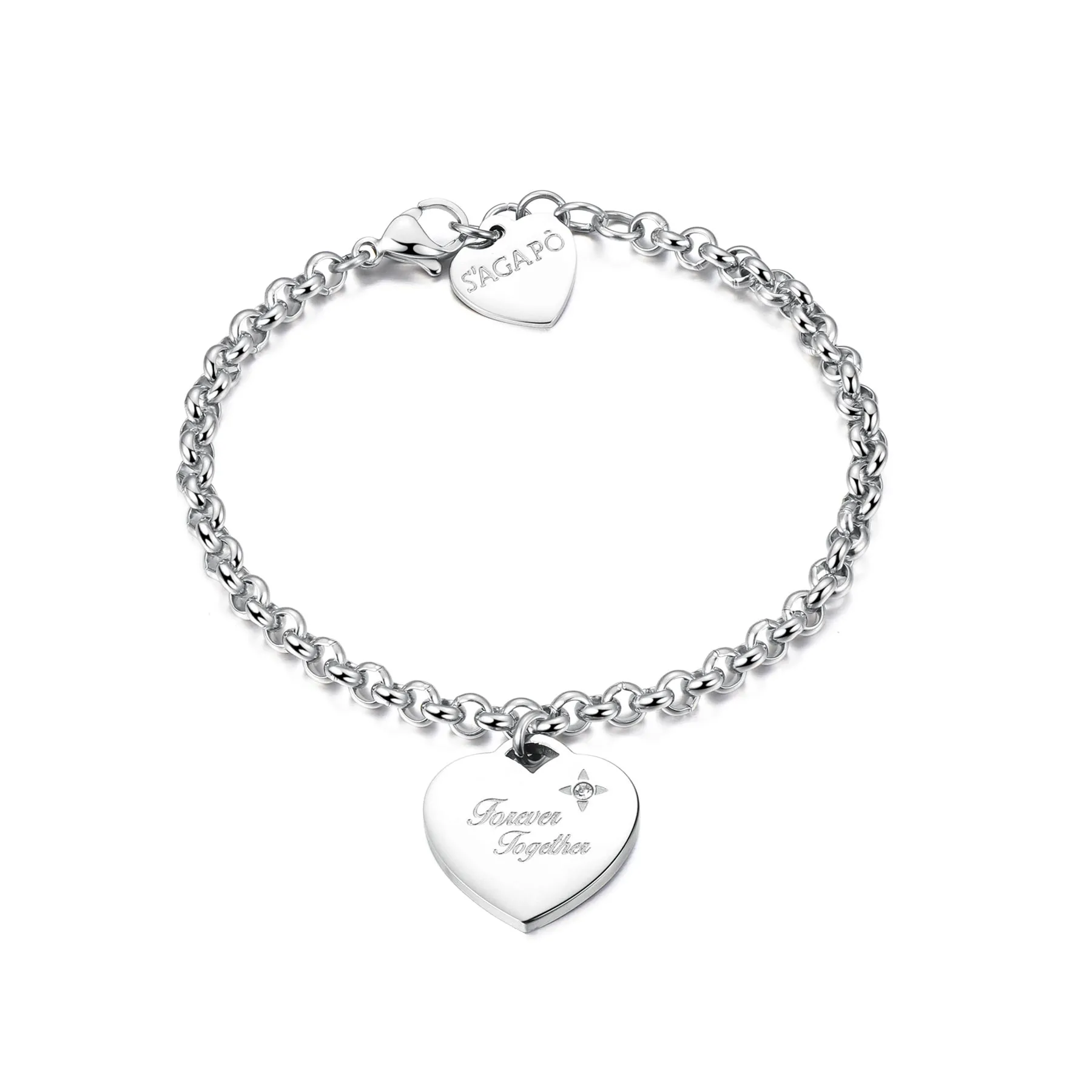 BRACCIALE SAGAPÒ BE MY ALWAYS IN ACCIAIO CON CHARM CUORE - SBM16
