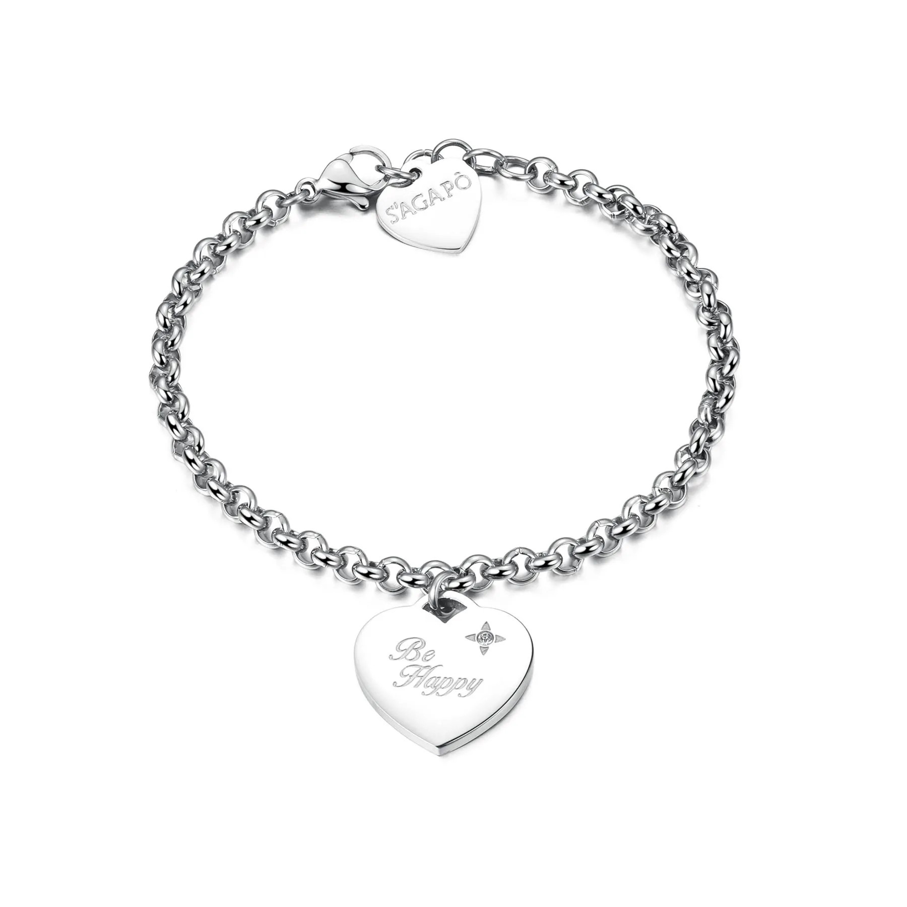 BRACCIALE SAGAPÒ BE MY ALWAYS IN ACCIAIO CON CHARM CUORE - SBM17