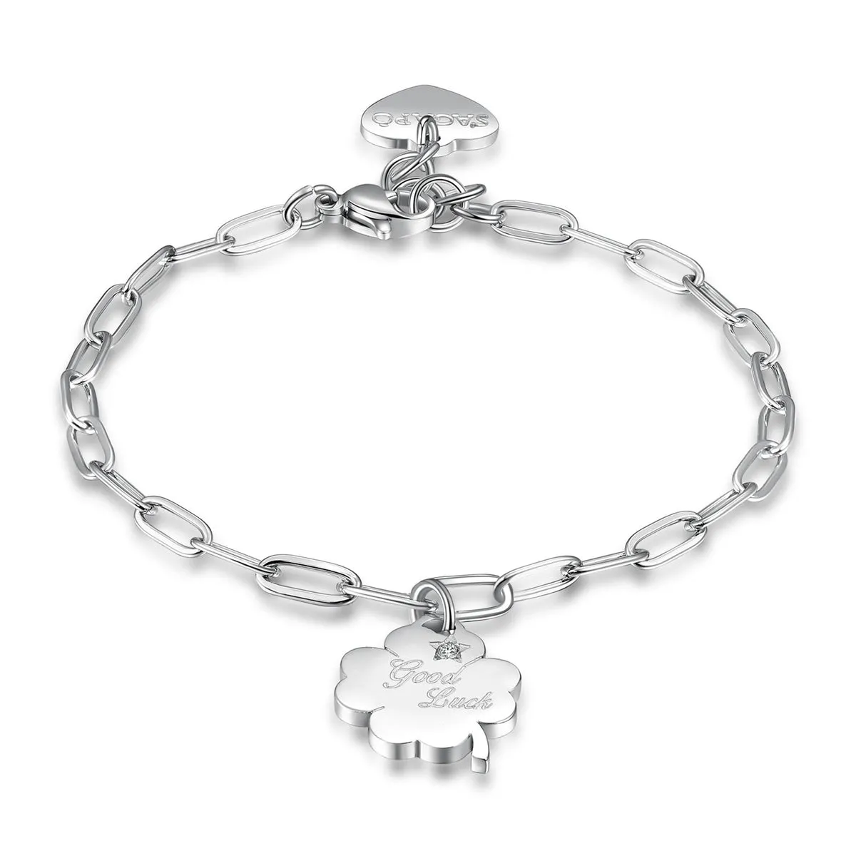 SBM57 Bracciale S'AGAPò Good Luck con Charm a forma di Quadrifoglio