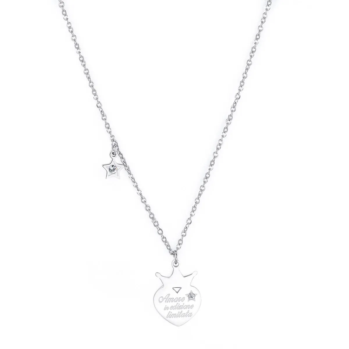 SBM63 Collana S'AGAPò Amore in Edizione Limitata con pendente a forma di Cuore Coronato