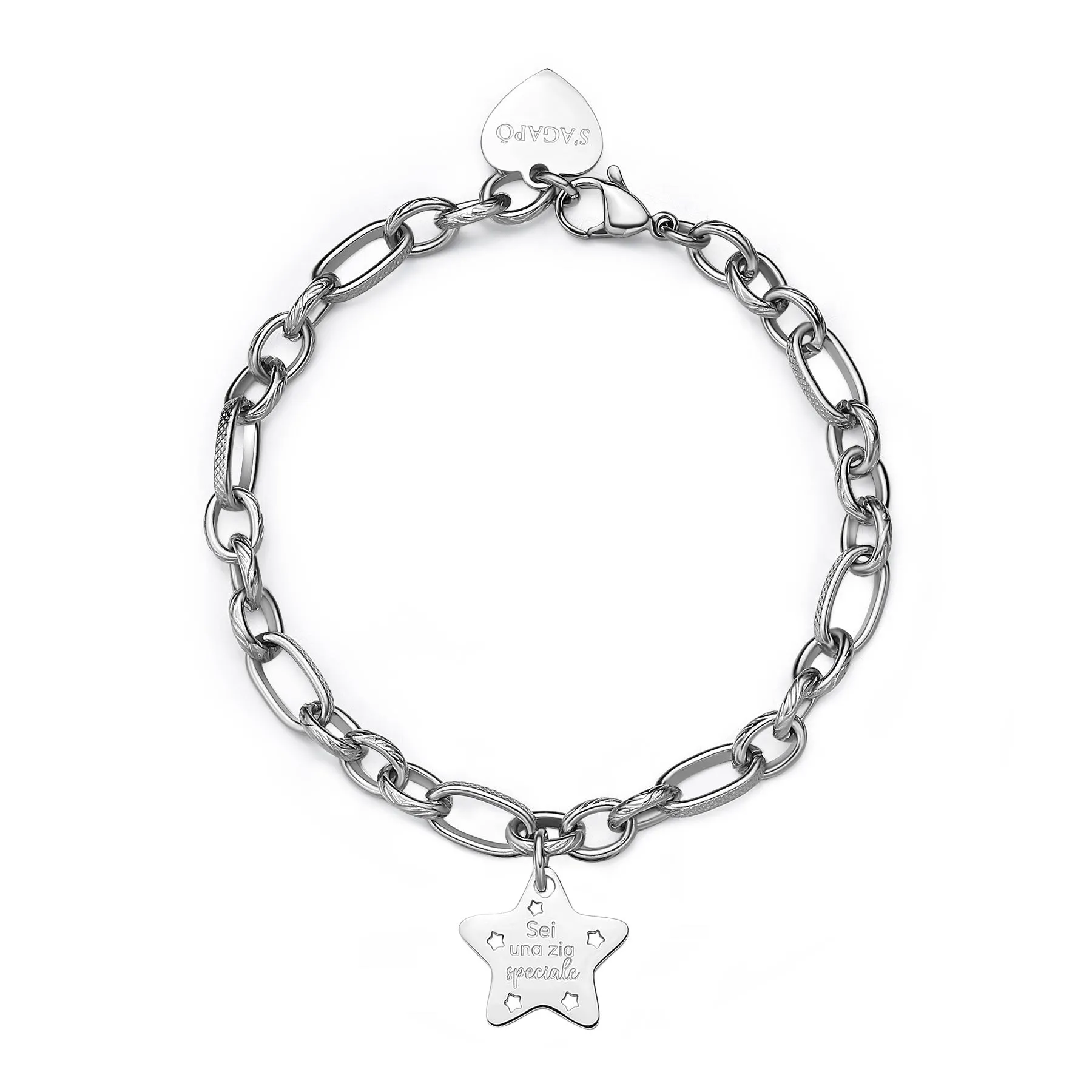 BRACCIALE SAGAPÒ BE MY FAMILY IN ACCIAIO CON CHARM STELLA - SBY021
