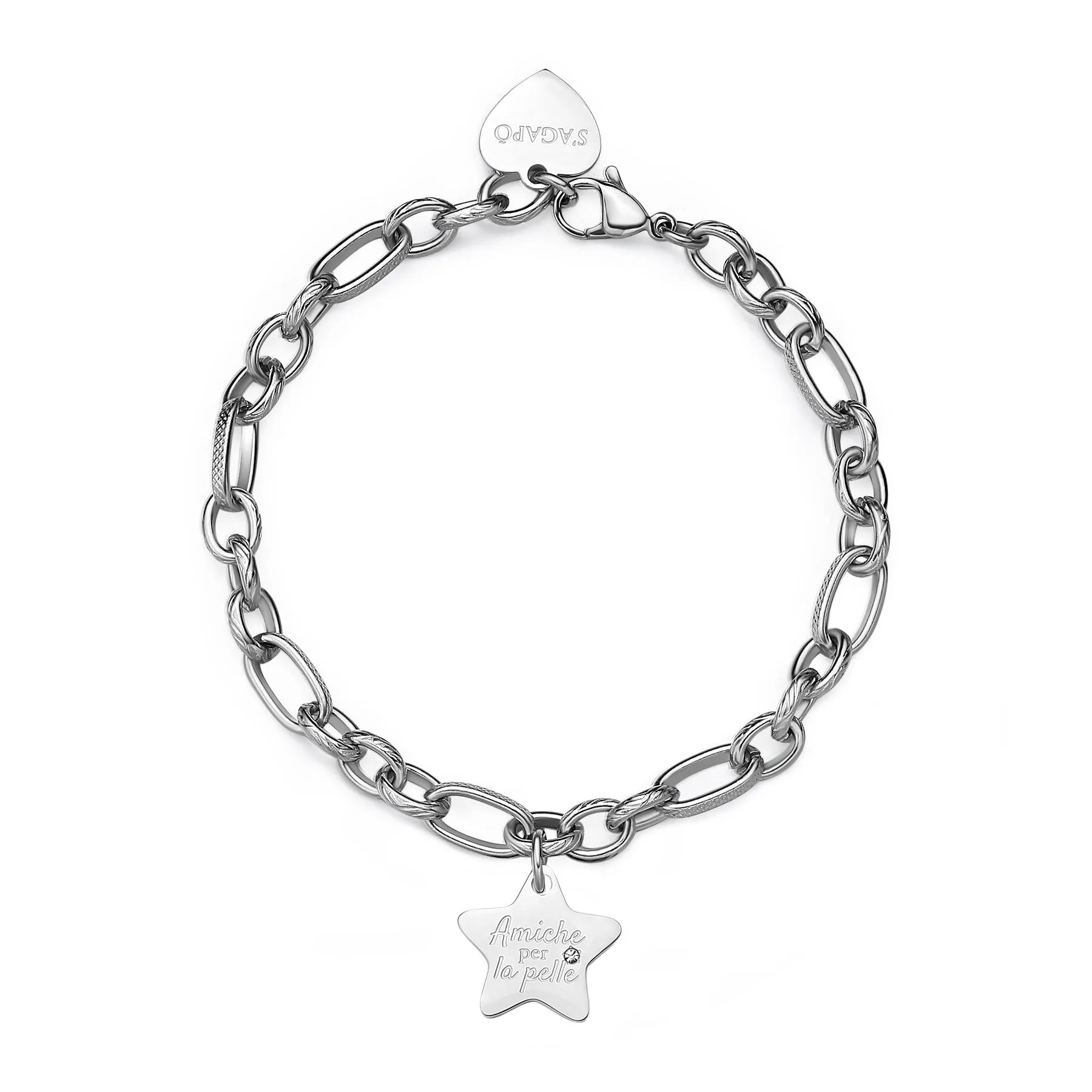 BRACCIALE SAGAPÒ BE MY FAMILY IN ACCIAIO CON CHARM STELLA - SBY022